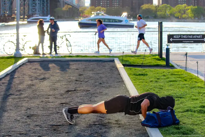 A photo of people exercising in Williamsburg